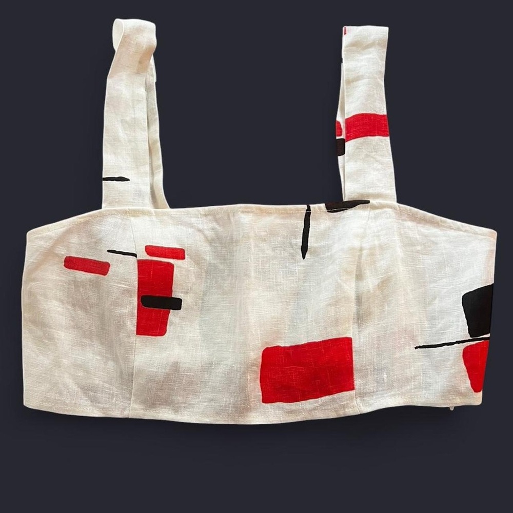 Reformation Abstract Red and Black Crop Top